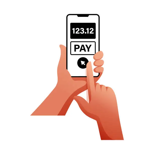 Vector illustration of Vector Illustration of Contactless Payment Design.Payment Method, Hand, Smartphone, Cash, Payment, Credit Card, Money, Barcode, Qr code, Buy.