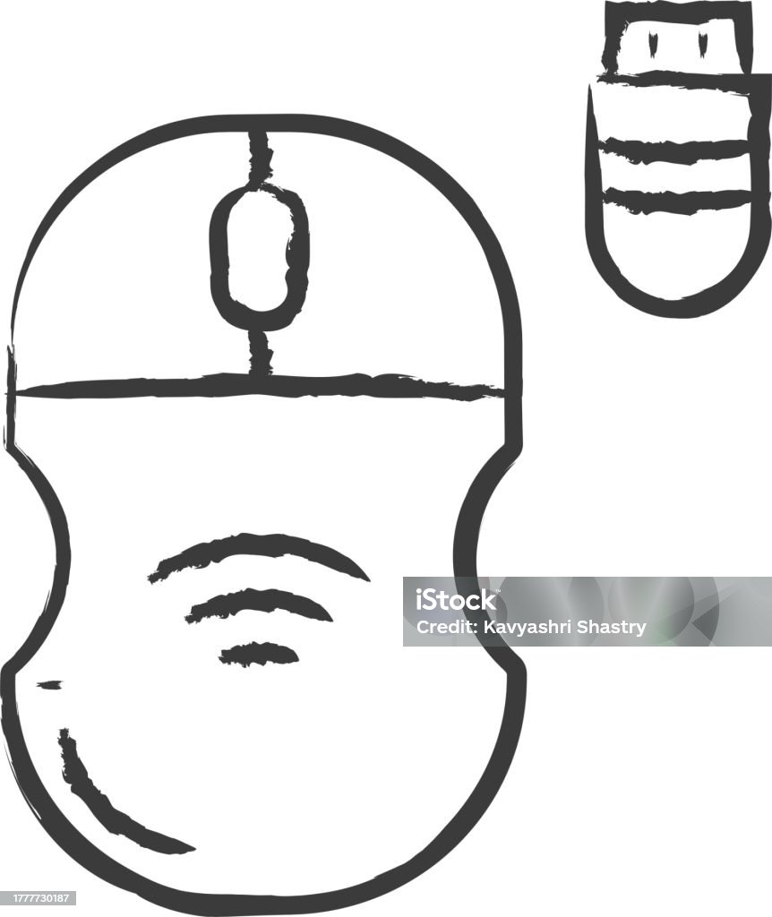 Wireless Mouse Hand Drawn Vector Illustration Stock Illustration ...