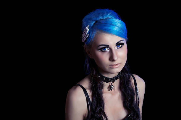 istock Gothic woman with blue hairs 177773047