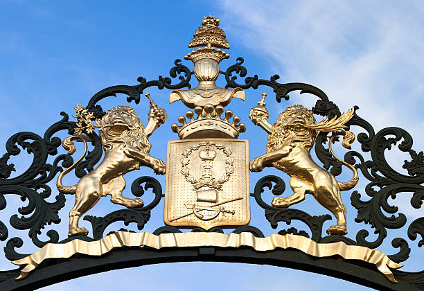The emblem on the gates of the Sheremetev Palace (building dates to the 1740s) in St. Petersburg on the Fontanka River