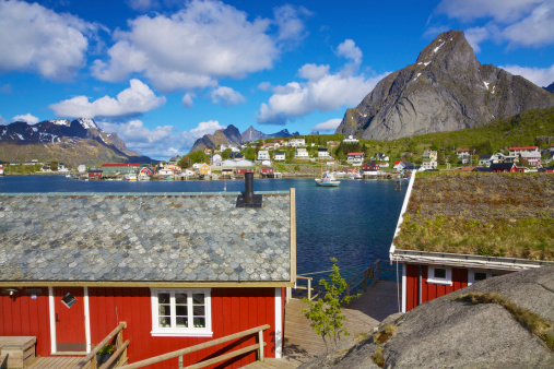 traditional fishermen's house, nowadays mostly used as accommodation for tourists, on the Lofoten Islands in Norway; Nusfjord, Norway