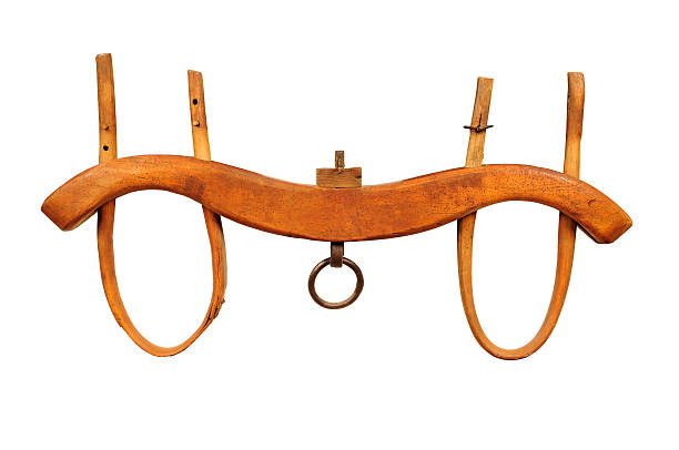 Bow Yoke for Oxen Bow yoke for oxen against white yoke stock pictures, royalty-free photos & images
