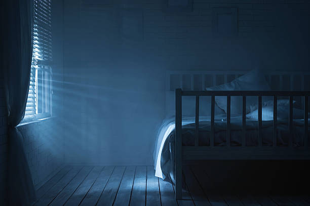 Interior Bedroom with moonlight and smoke moonlight stock pictures, royalty-free photos & images