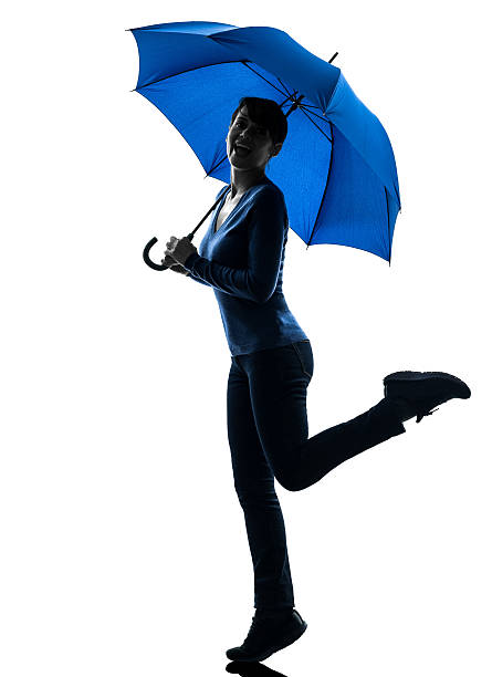 istock woman happy  holding umbrella silhouette 177775056