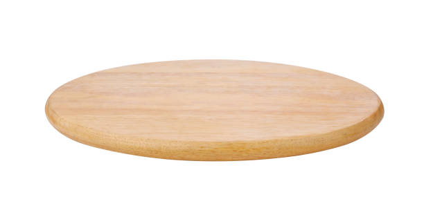 istock Round Cutting board, wooden board on white 1777754183