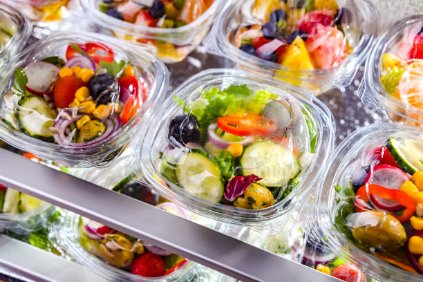 istock Boxes with fruit and vegetable salads in a commercial fridge 1777755480