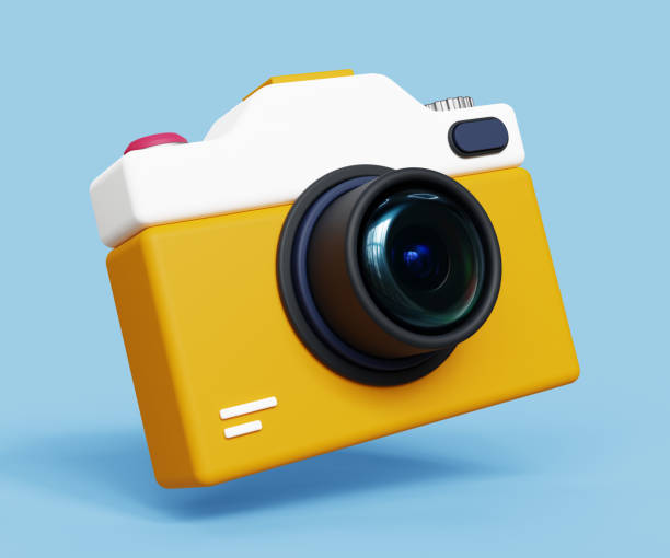 istock 3D camera icon. Travel photgraphy, Image memory. Photo camera with with lens and button. 3d illustration 1777759317