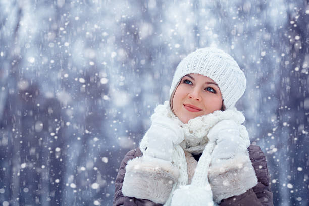 istock beautiful woman walking outdoors under snowfall 177776222