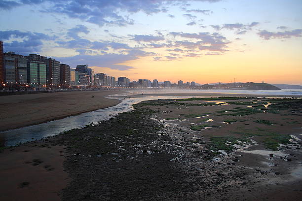 Gijón's dawn stock photo