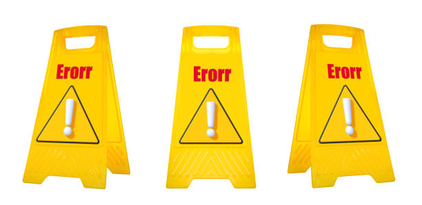 istock Mock up yellow warning sign with message Erorr with attention icon isolated on white background with clipping path 1777777243