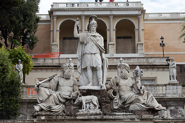 roma-piazza del popolo - fontana della dea roma foto e immagini stock