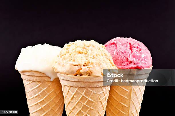 Melted Ice Cream Stock Photo - Download Image Now - Black Background, Ice Cream, Arranging