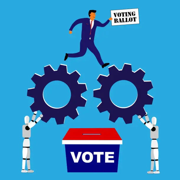 Vector illustration of AI in elections