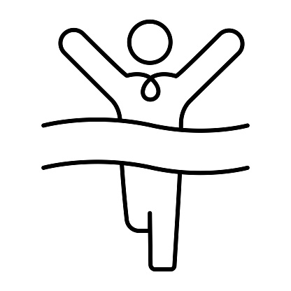 An icon depicting a person in a running pose crossing a winning ribbon, symbolizing the race to victory and achieving success.