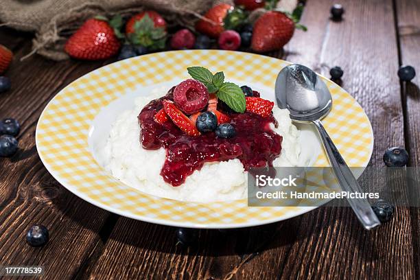 Rice Pudding With Fruit Sauce Stock Photo - Download Image Now - Berry, Berry Fruit, Blueberry