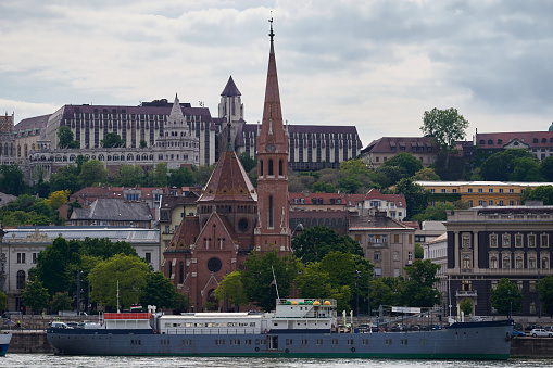 The most popular Hungarian landmarks in center of Budapest city photographed in spring. Famous historic places in the capitol of Hungary. Budapest - 7 May, 2019