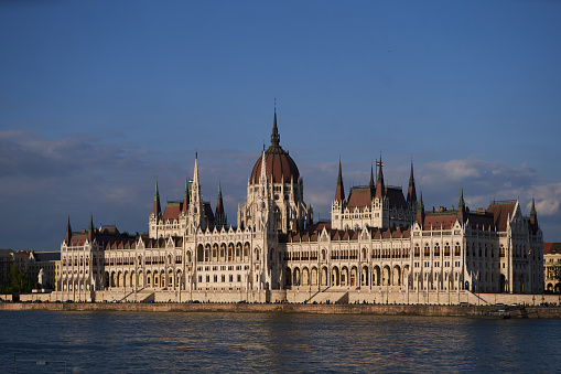 The most popular Hungarian landmarks in center of Budapest city photographed in spring. Famous historic places in the capitol of Hungary. Budapest - 7 May, 2019