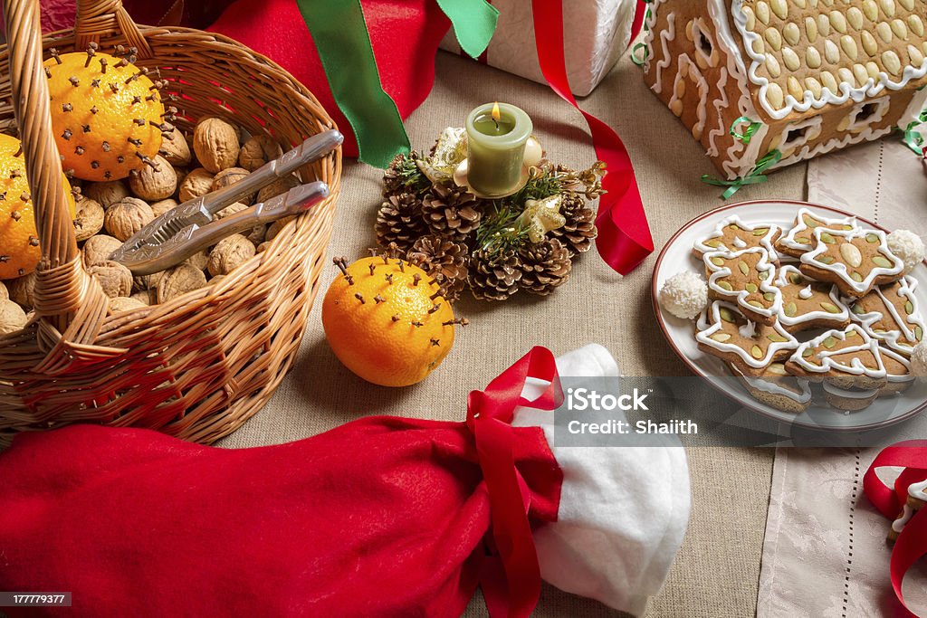 Christmas treats on the table Christmas treats on the table. Gift Basket Stock Photo