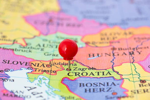 istock Red Pushpin on Map of Croatia 177779603