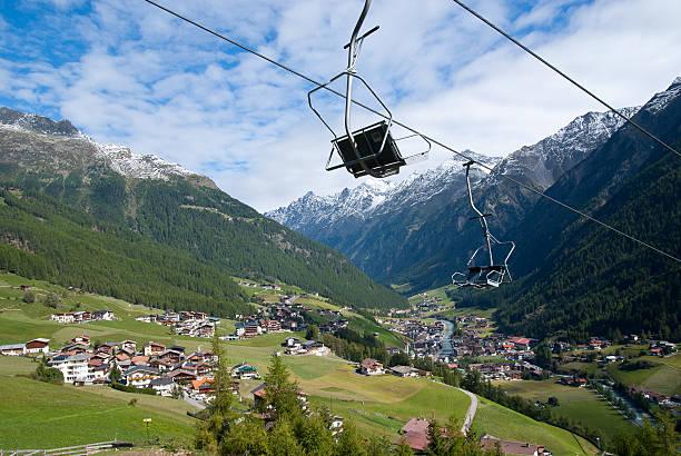 Soelden high Alps ski resort offseason stock photo