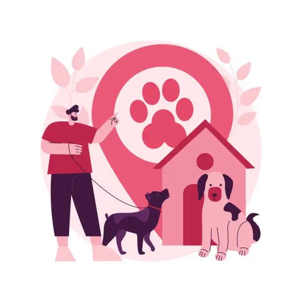 Vector illustration of Dogs friendly place abstract concept vector illustration.