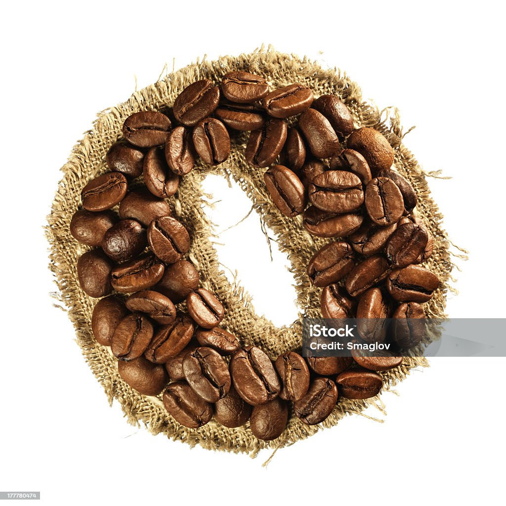 Alfabeto de textura de granos de café en tela - Foto de stock de Alimento libre de derechos