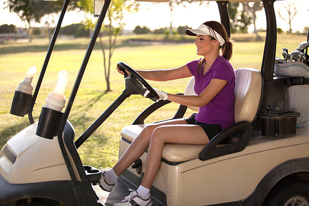 istock Happy golfer driving to the next hole 177781082