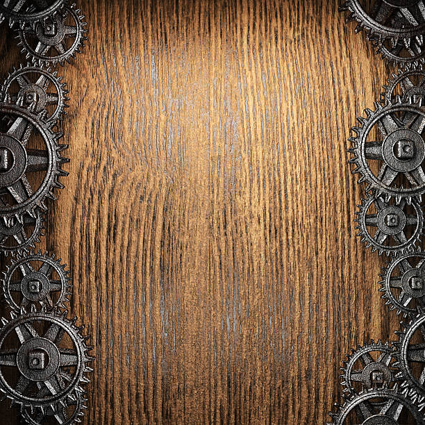 istock gear wheels on wood 177781743