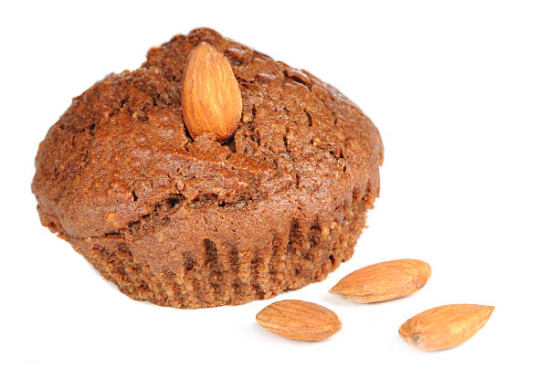istock Brownie Cupcake with Almonds Isolated on White Background 177782302