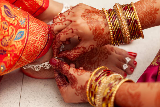 istock An Indian bride gets her silver anklets put on by another woman. 1777823037