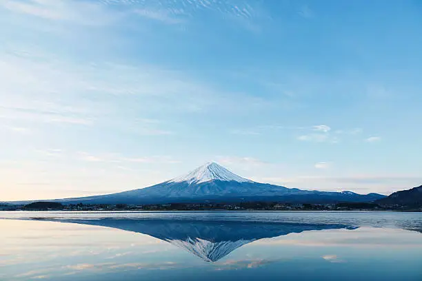 an inverted image of Mt  Fuji