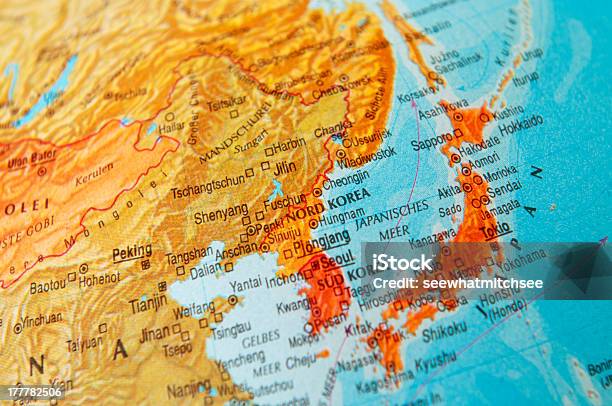 맵 일본 한국 일본에 대한 스톡 사진 및 기타 이미지 - 일본, 지구본, 지도