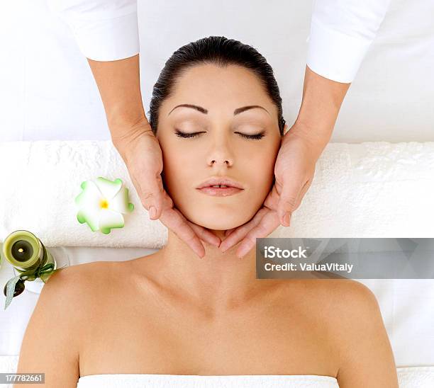 Woman Having Massage Of Head In Spa Salon Stock Photo - Download Image Now - Adult, Adults Only, Back