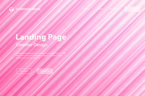 Landing page template for your website. Modern and trendy background with speed motion style. Abstract design with lots of diagonal lines and beautiful color gradients. This illustration can be used for your design, with space for your text (colors used: White, Orange, Pink, Red). Vector Illustration (EPS file, well layered and grouped), wide format (3:2). Easy to edit, manipulate, resize or colorize. Vector and Jpeg file of different sizes.