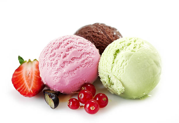 istock Three scoops of different ice cream with toppings  177782847