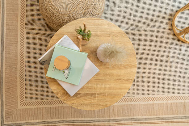 istock Wooden table with books placed at a top view 1777831016