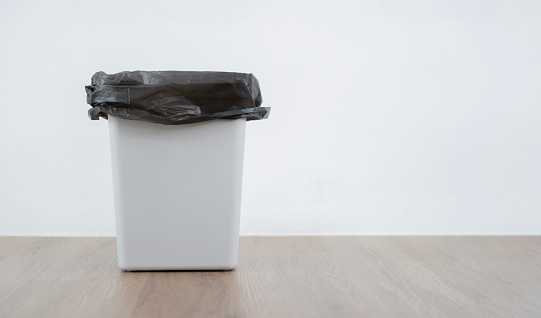 gray trash can on no background, isolate