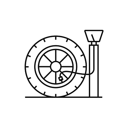 Tyre Pressure Line Icon Vector Illustration. Icon Design for Logo, Mobile App, Website, UI, UX, Sign, Symbol.