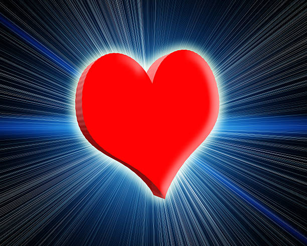 istock 3d glowing red heart. Rays and glow around. 177784391