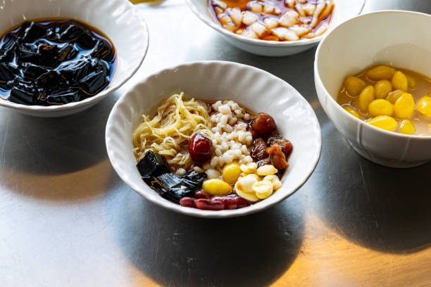 istock Assorted Chinese Dessert with Sweet Egg Noodles 1777844314