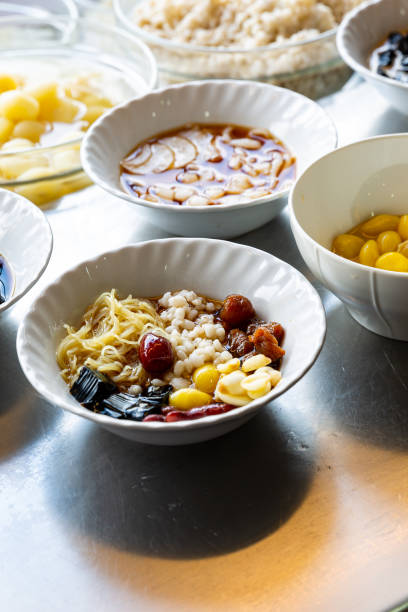 istock Assorted Chinese Dessert with Sweet Egg Noodles 1777844473