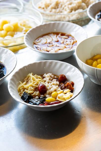 istock Assorted Chinese Dessert with Sweet Egg Noodles 1777844484