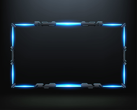 Neon Blue Light Effect Border Stream Overlay Webcam Screen Gui Frame ...