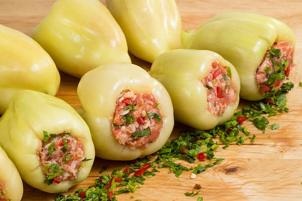 Peppers stuffed with minced meat stock photo