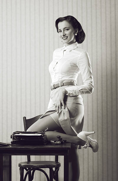 istock Pin up girl secretary 177786036