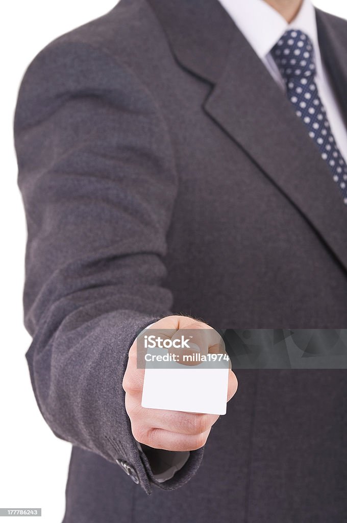 Uomo d'affari con vuoto carta di credito. - Foto stock royalty-free di Abbigliamento formale