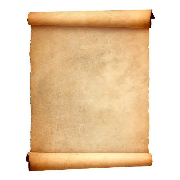 Photo of Old vintage scroll isolated on white background