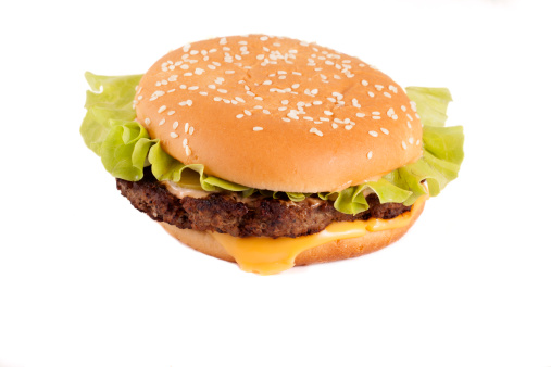Cheeseburger on a white background isolated.