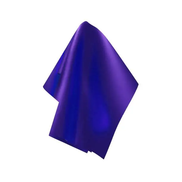 Vector illustration of Purple shiny fabric, handkerchief or tablecloth hanging
