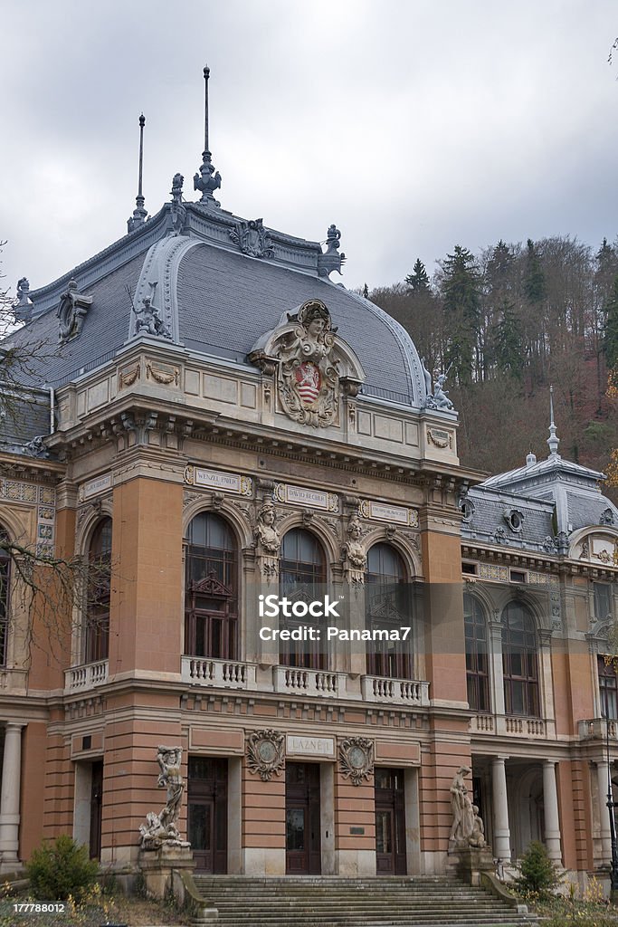 Karlovy Vary Imperial Bath building Karlovy Vary Imperial Bath (LAZNE I) abandoned building (1895). Czech Republic. Abandoned Stock Photo